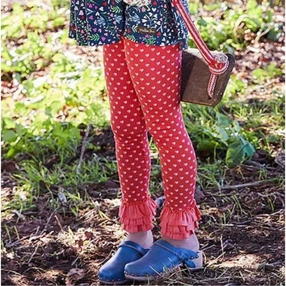 Matilda Jane Red I Heart You Ruffle Trim Leggings Girls Size 4 Brilliant Daydrea
